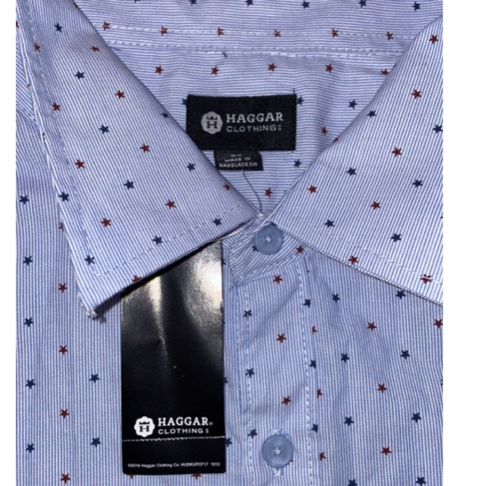 NWT MENS Glacier Blue Haggar Clothing Button Down Shirt - Picture 5 of 5